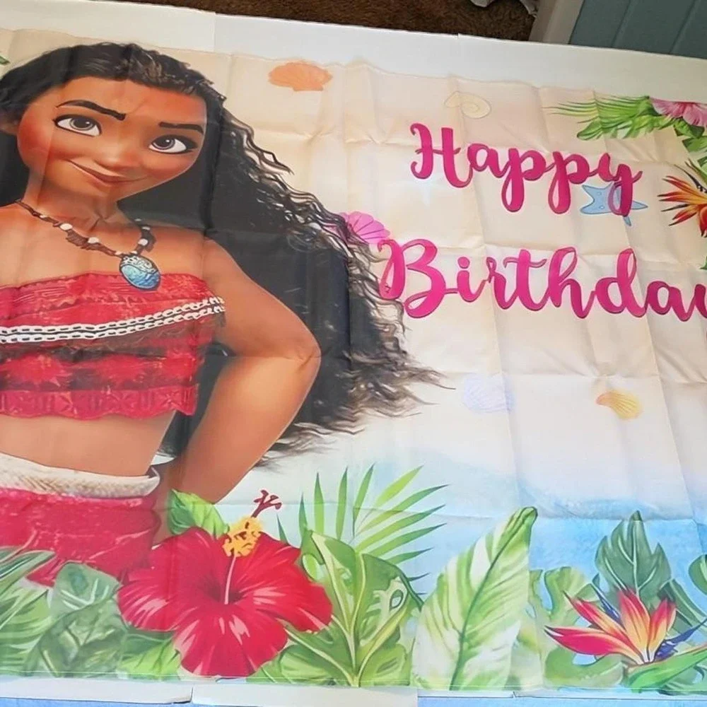 Moana fabric birthday banner